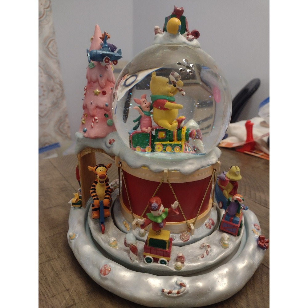 Disney Winnie the Pooh Toyland Rotating Train Snow Globe, lights up, plays music